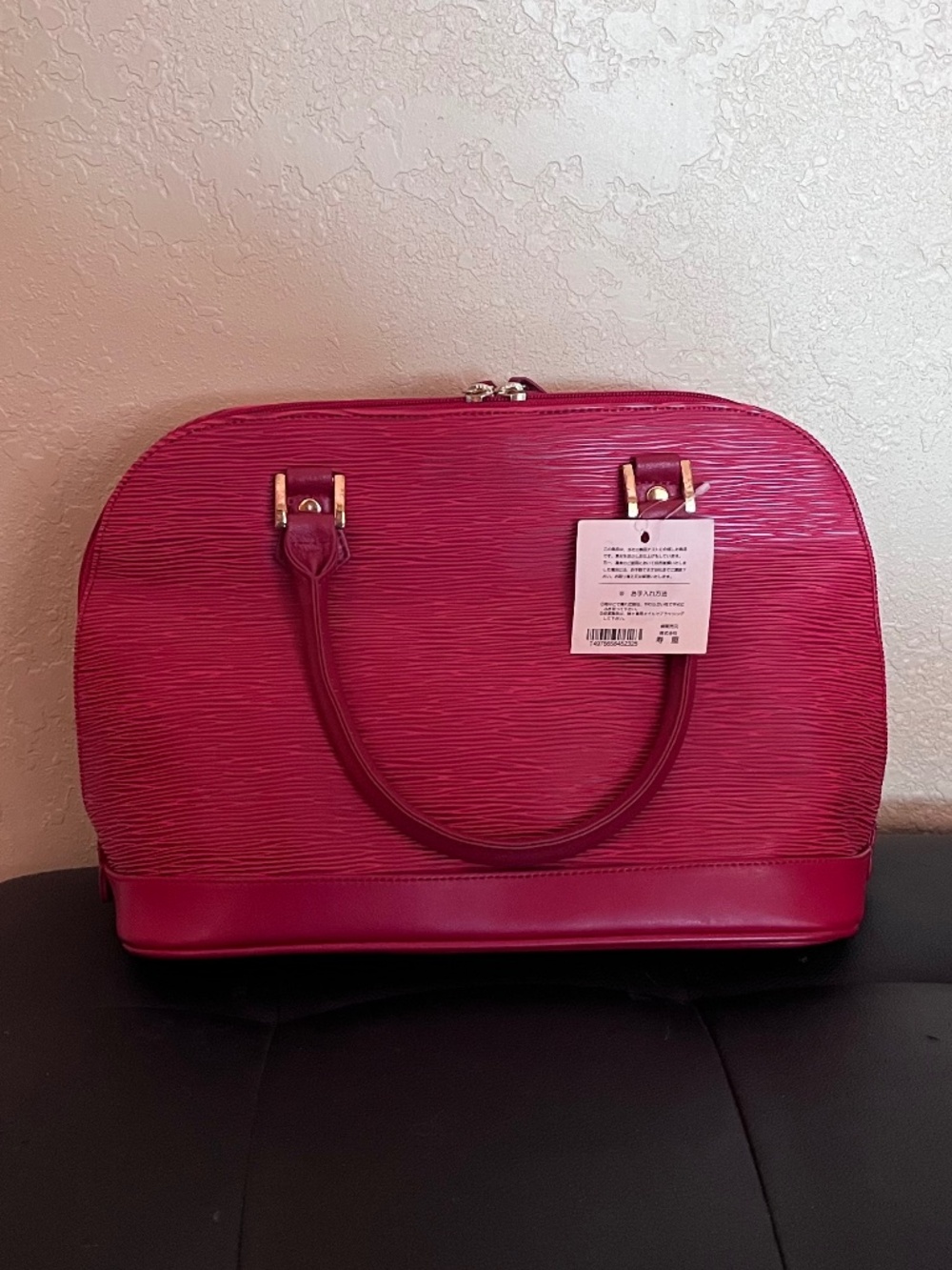 Women's Structured Red Handbag - Elegant Top-Handle Bag